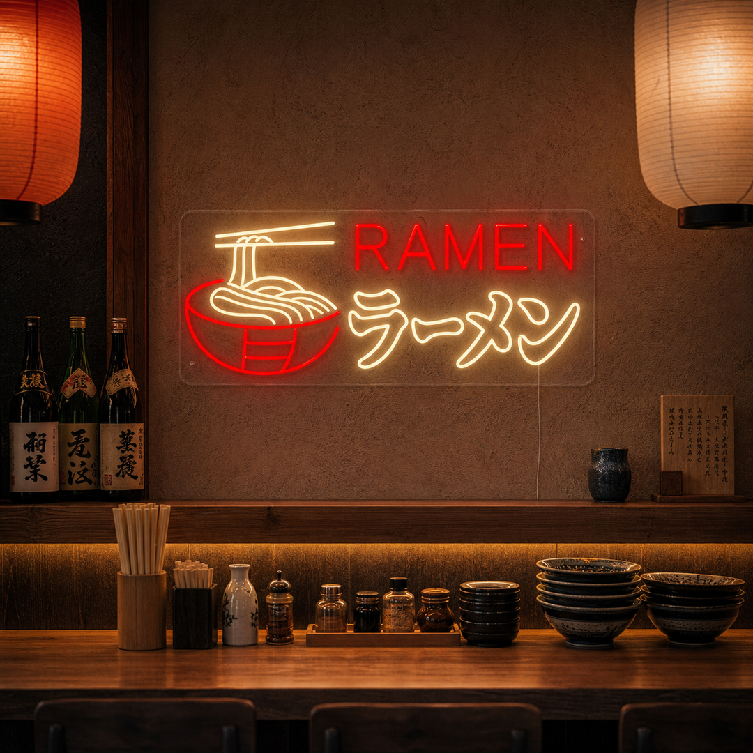 Nouilles Ramen Enseigne néon, Décoration de restaurant japonais