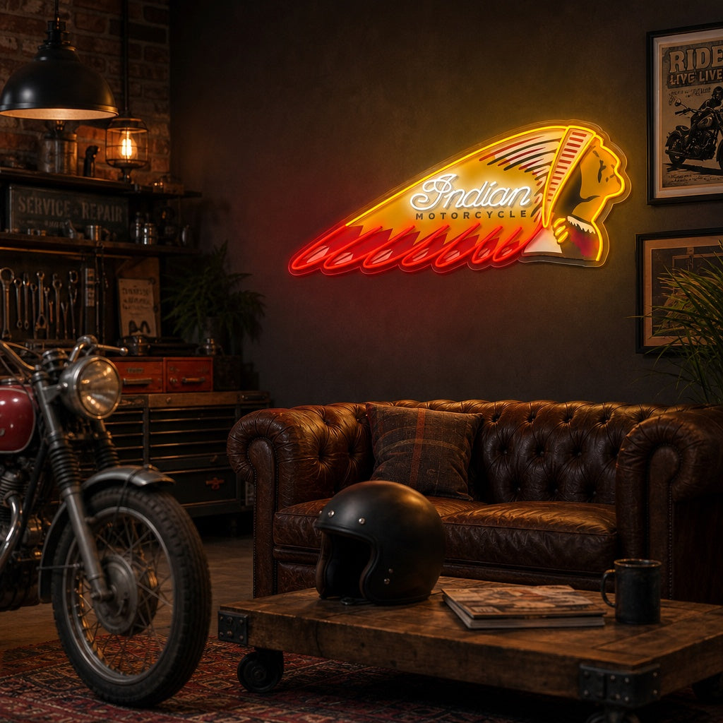 "Moto rétro" Enseigne néon LED imprimée UV