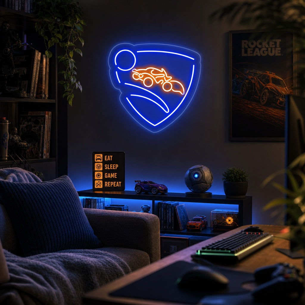 "Rocket League, Décoration De Salle De Jeux" Enseigne Lumineuse en Néon