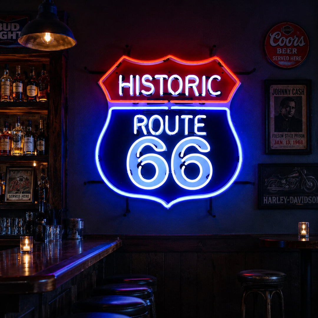 "Route 66" Enseigne Lumineuse en Néon