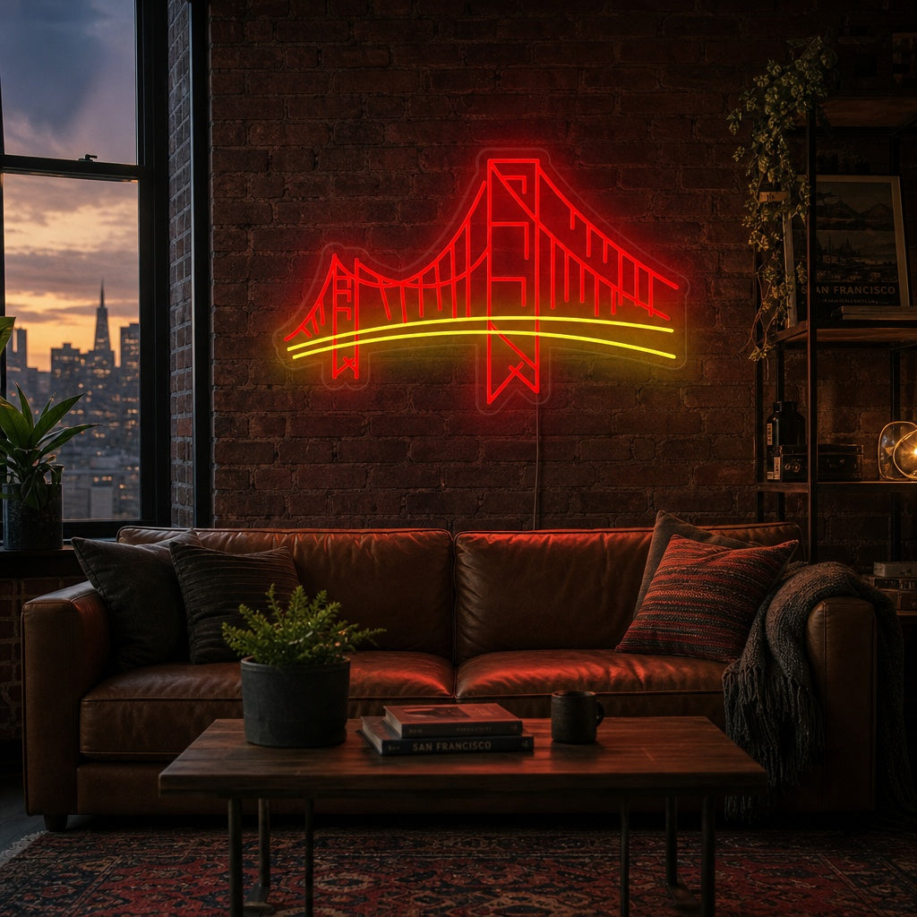 "Pont Du Golden Gate De San Francisco" Enseigne Lumineuse en Néon