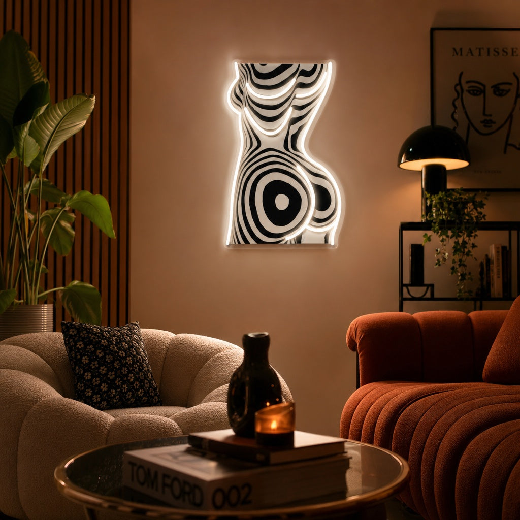 "Zèbre sensuel, corps de femme" Enseigne néon LED imprimée UV