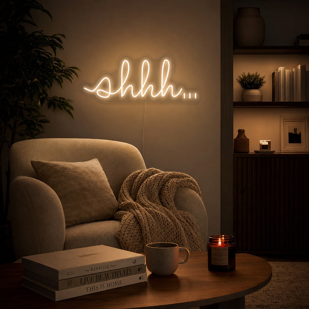 "Shhh" Fermez-la Enseigne Lumineuse en Néon