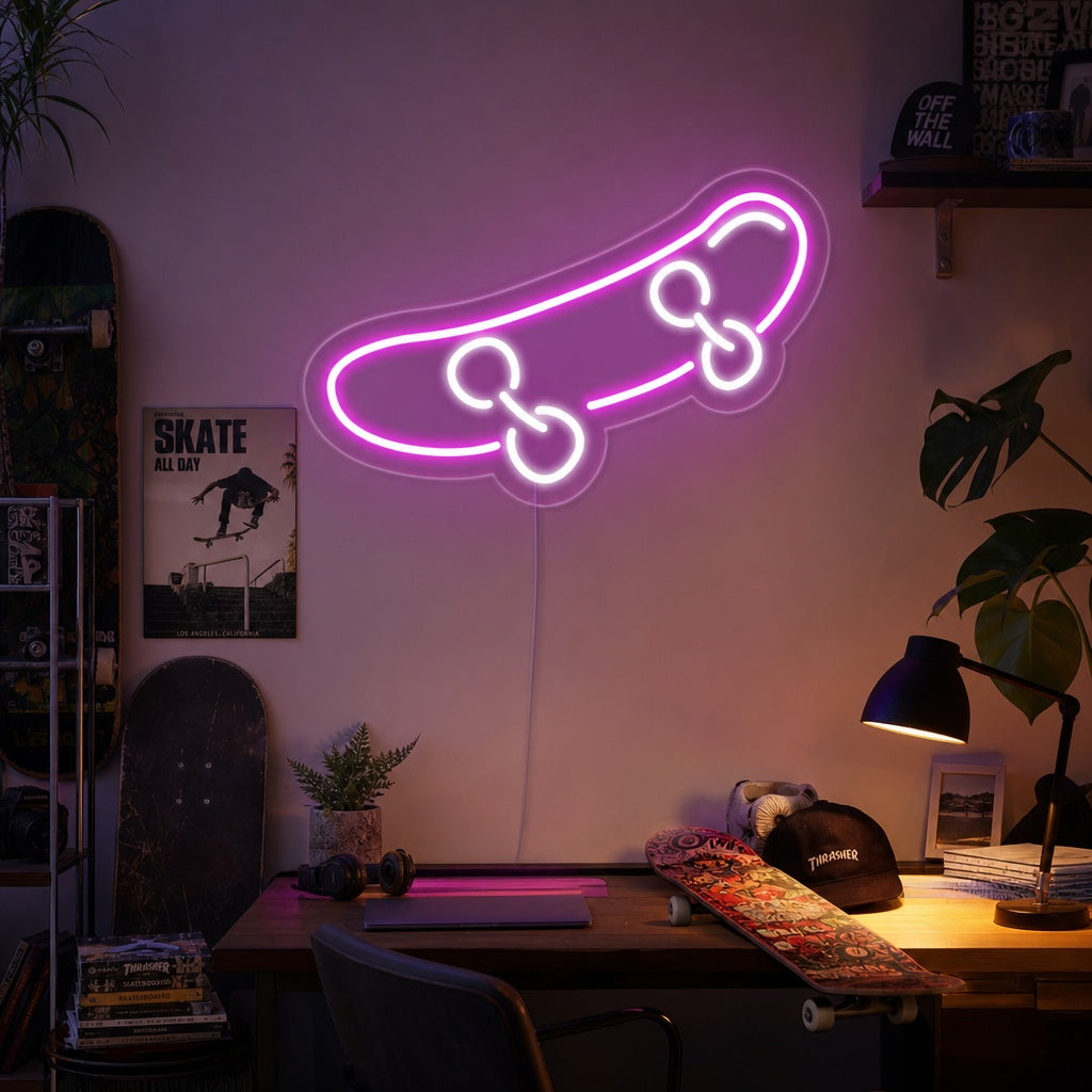 "Skateboard" Enseigne Lumineuse en Néon