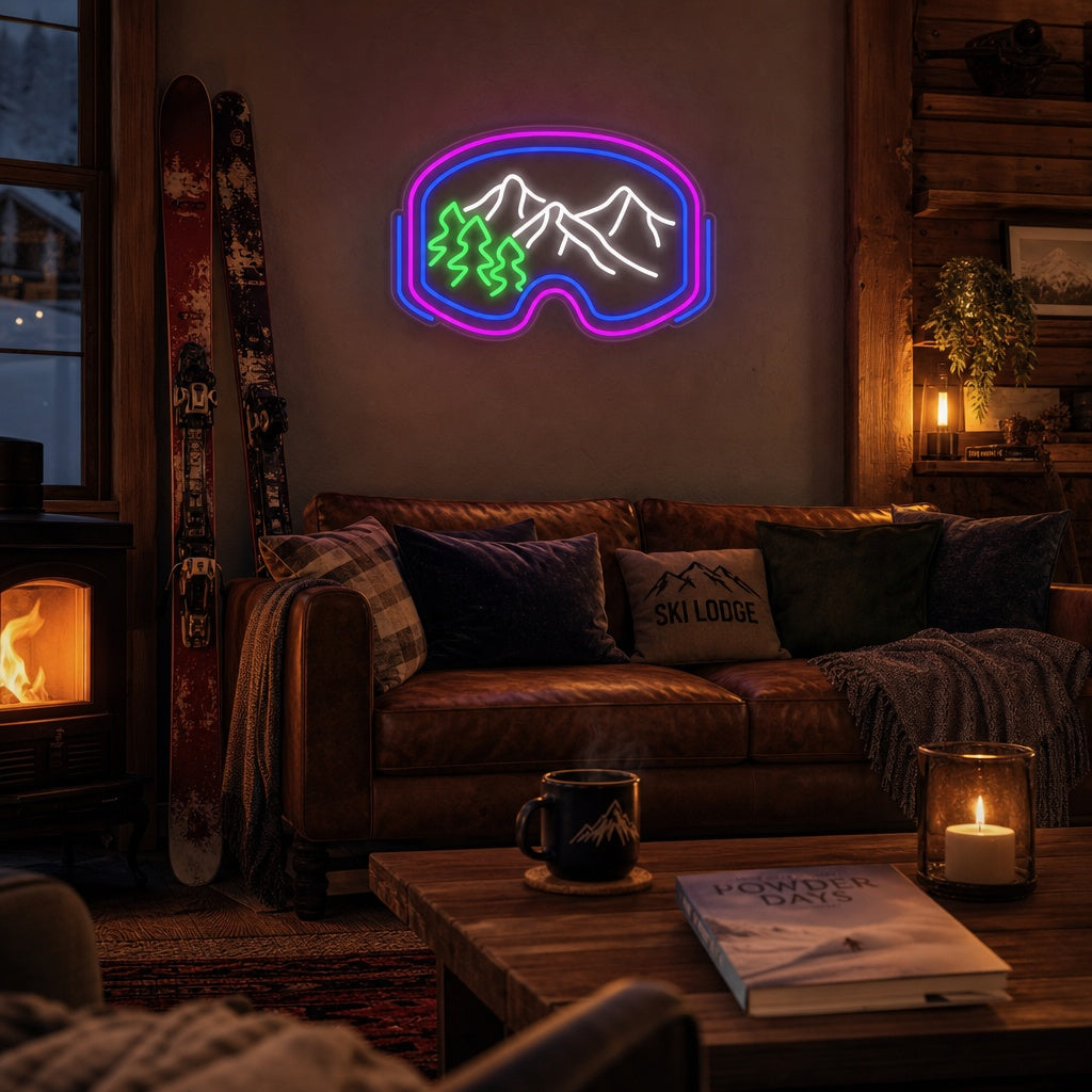 "Lunettes De Ski Ski Sports" Enseigne Lumineuse en Néon