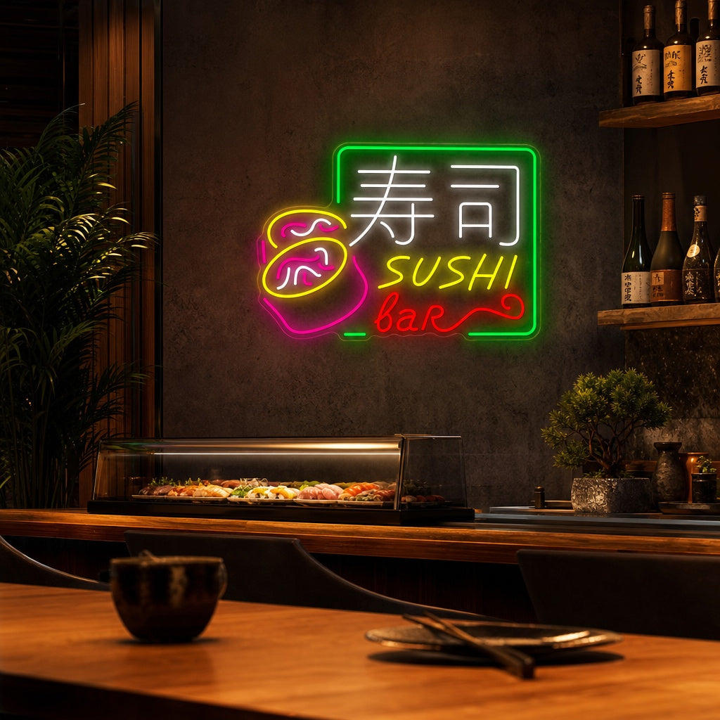 Sushi Bar Enseigne néon, Décoration de restaurant japonais