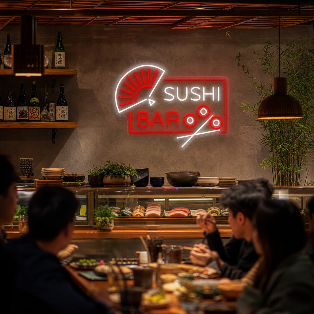 Sushi Bar Enseigne néon, Décoration de restaurant japonais