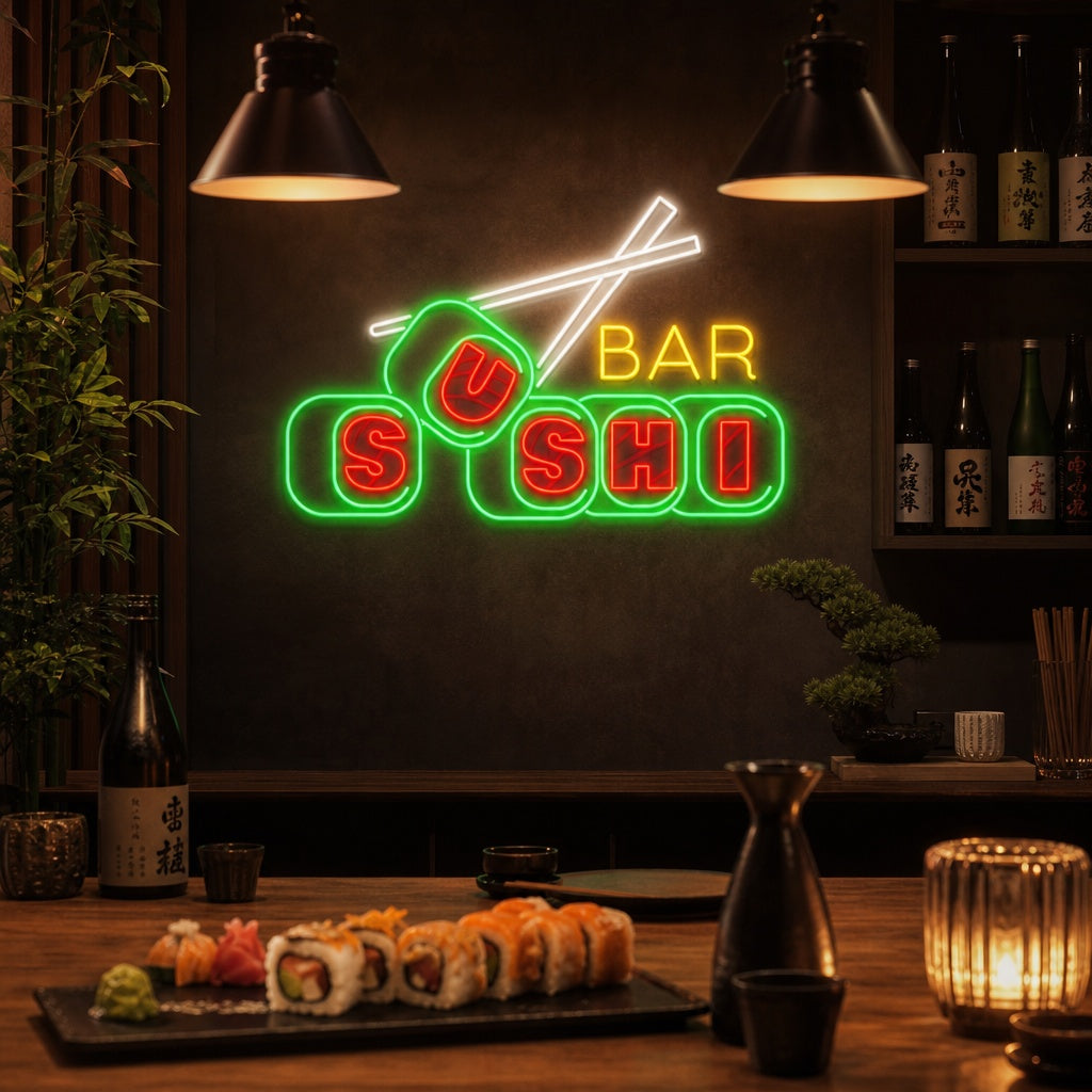 Sushi Bar Enseigne néon, Décoration de restaurant japonais