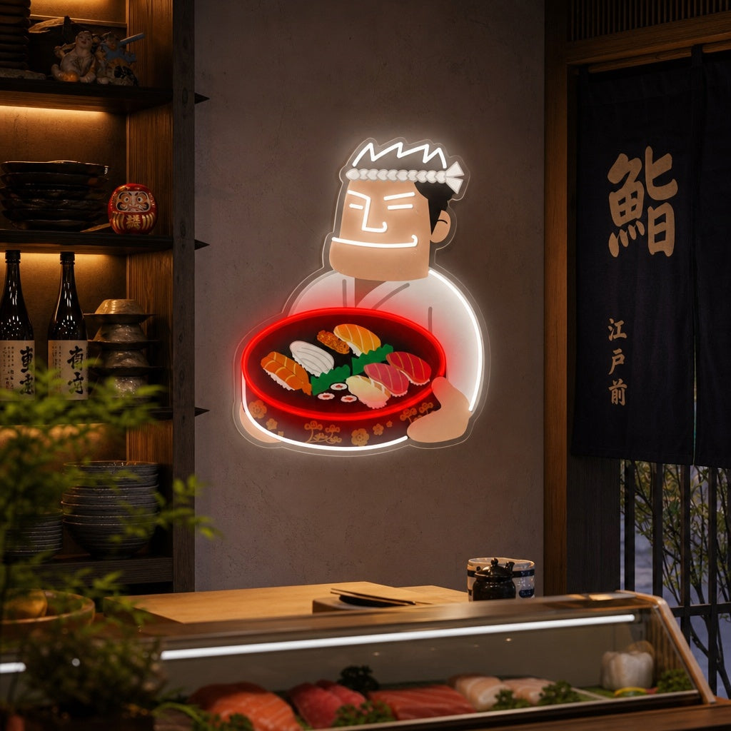 Sushi Chef Enseigne néon, Décoration de restaurant japonais