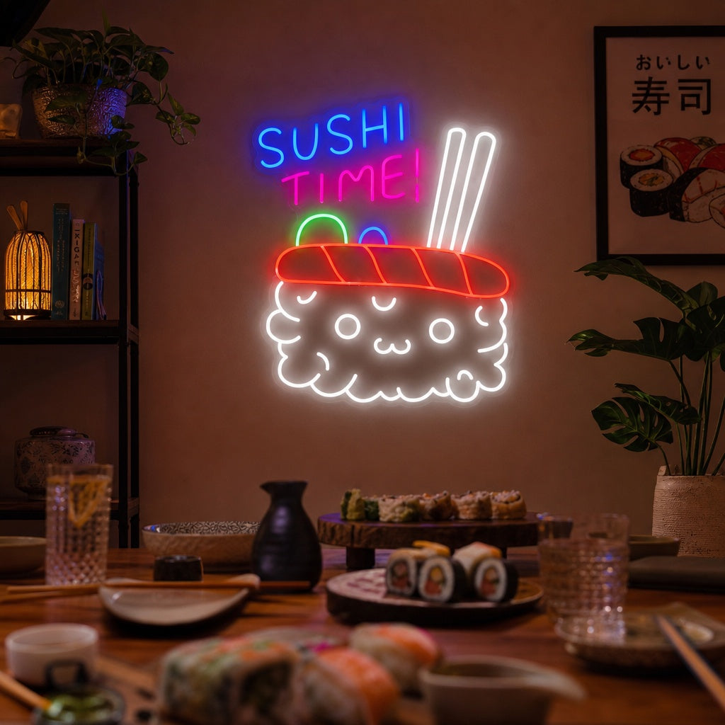 Sushi Time Enseigne néon, Décoration de restaurant japonais