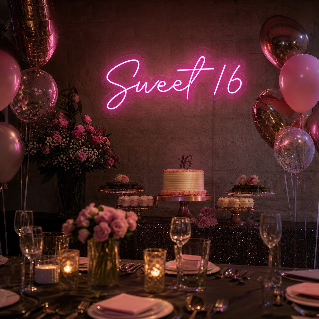 "Sweet 16" Enseigne Lumineuse en Néon