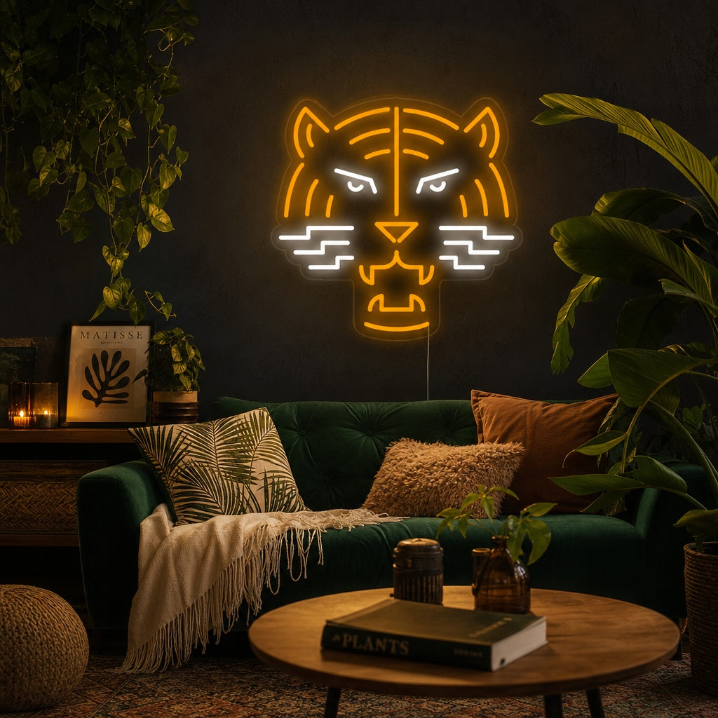 "Tête De Tigre" Enseigne Lumineuse en Néon