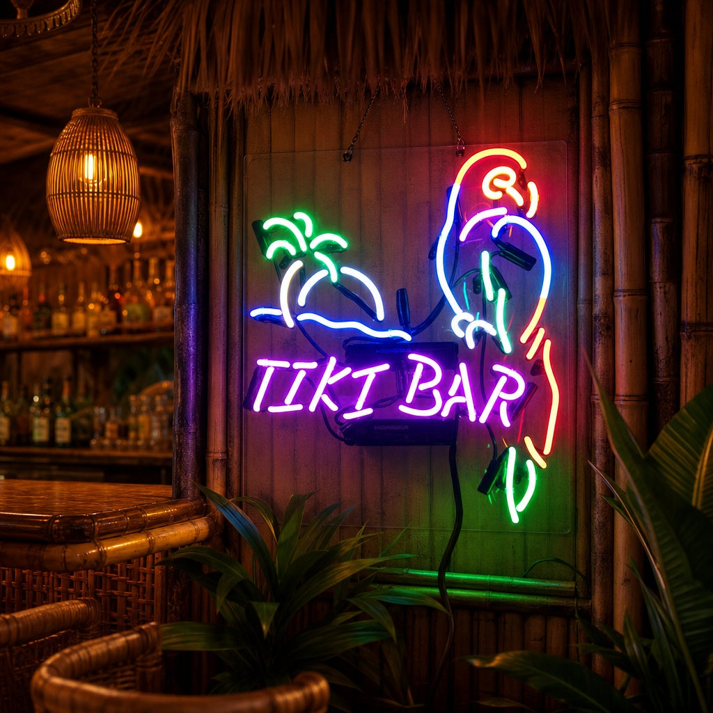 "TIKI Bar, Perroquet" Enseigne Lumineuse en Néon