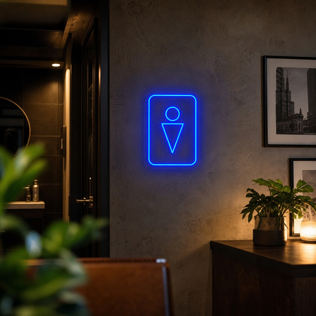 "WC Homme Symbole" Enseigne Lumineuse en Néon