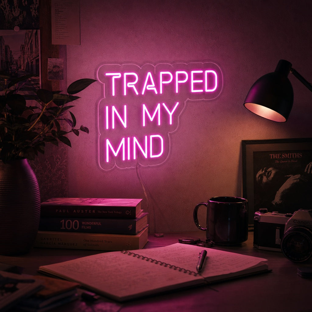 "Trapped in My Mind" Enseigne Lumineuse en Néon