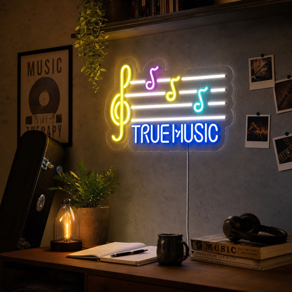 "True Music" Enseigne Lumineuse en Néon