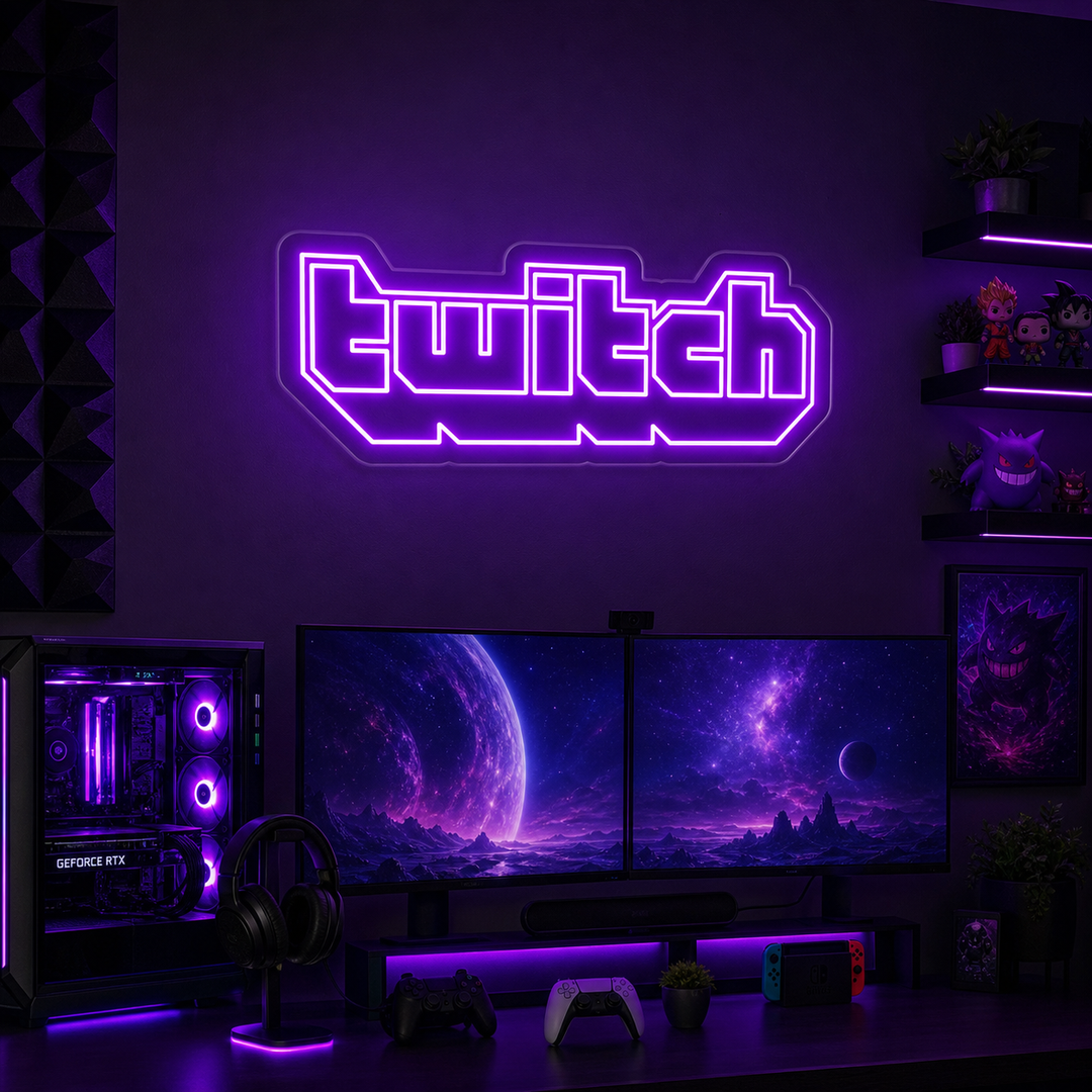 "Twitch, Game Decor, Game Wall Art" Enseigne Lumineuse en Néon