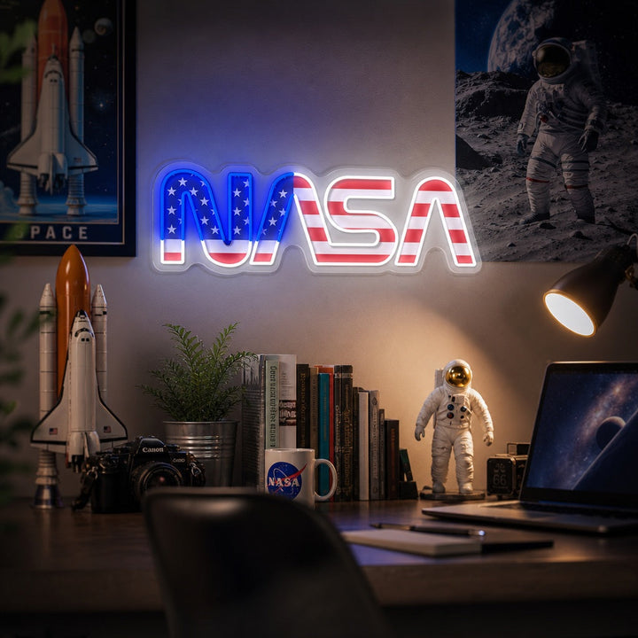 "Logo NAS en forme de drapeau américain" Enseigne néon LED imprimée UV