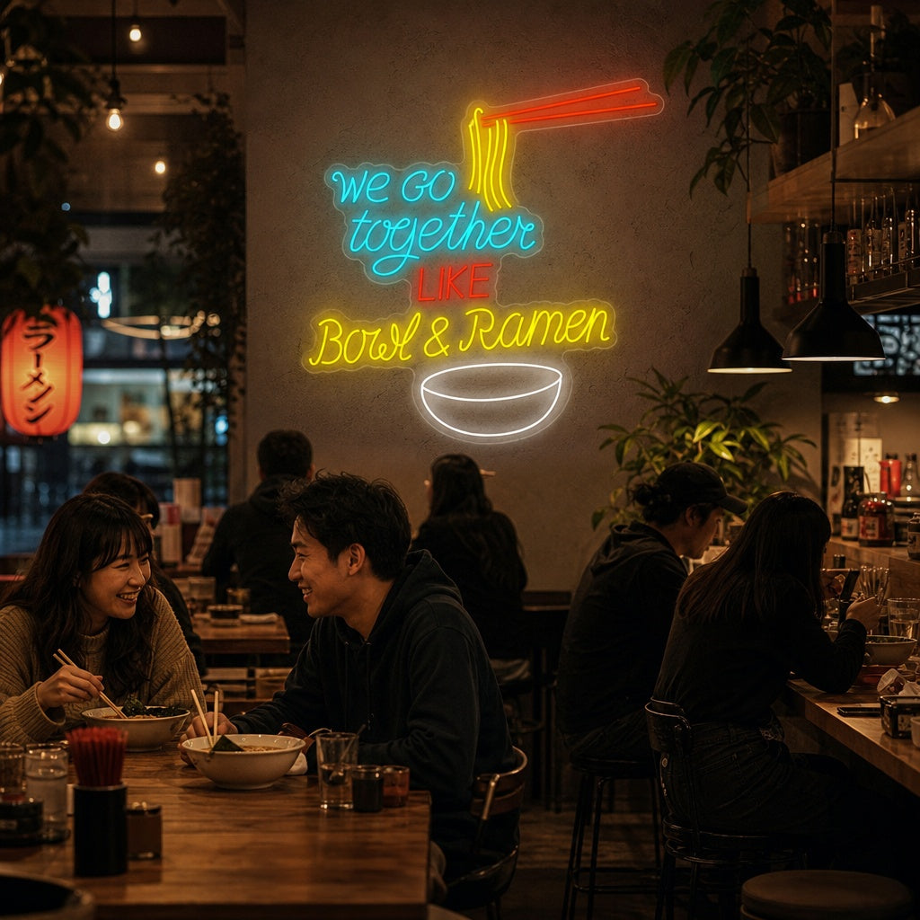 We Go Together Like Bowl And Ramen Enseigne néon, Décoration de restaurant japonais