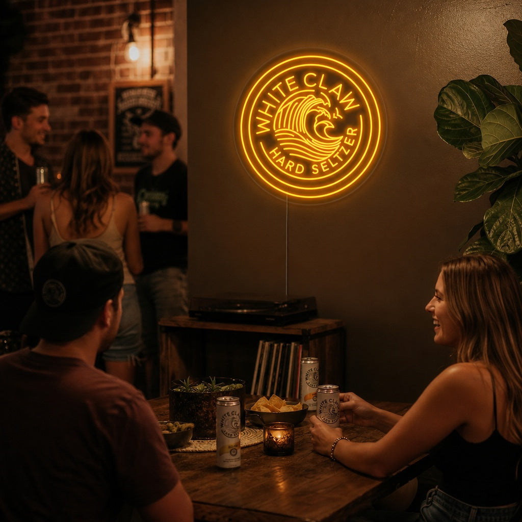 "Bar À Bière White Claw" Enseigne Lumineuse en Néon
