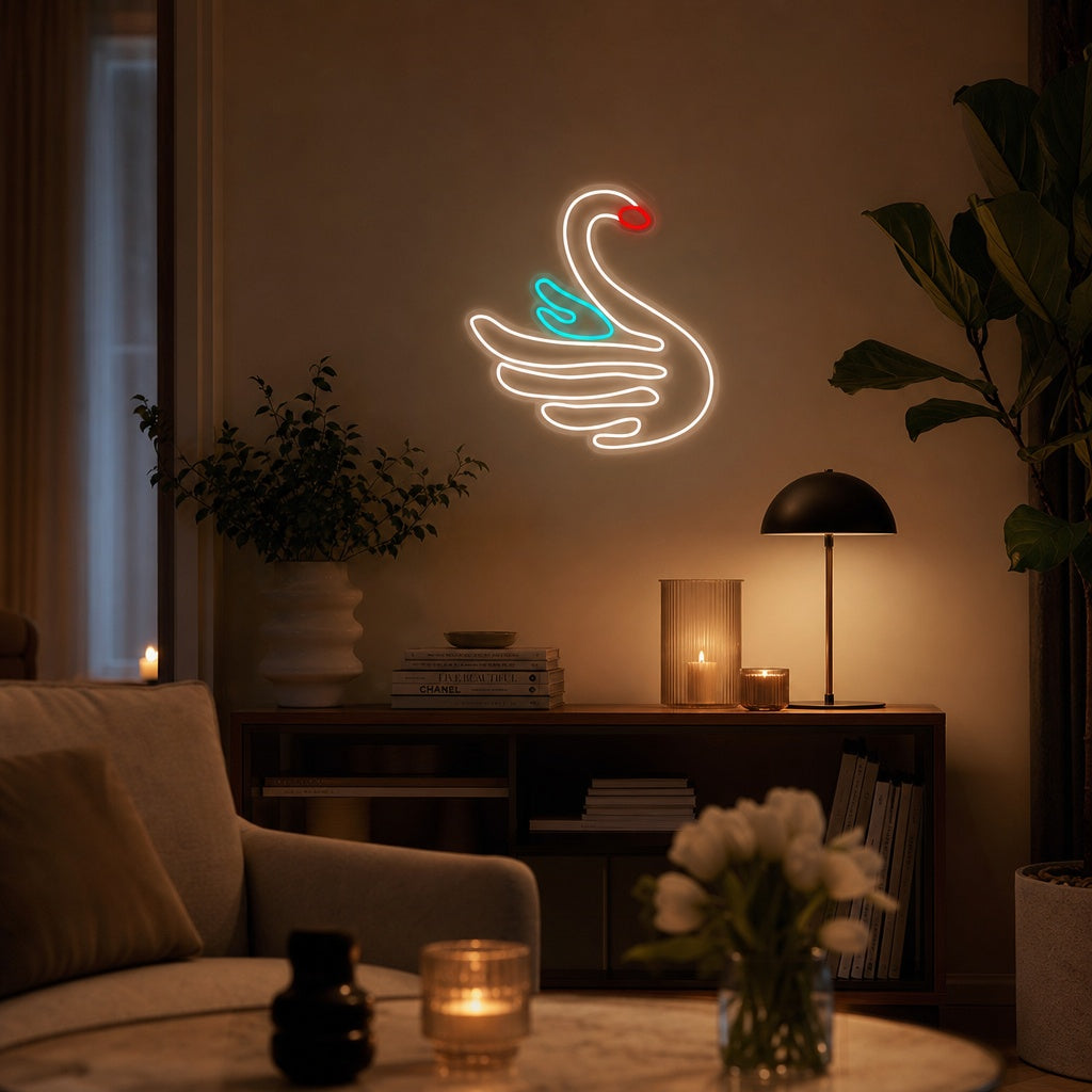 "Cygne Blanc" Enseigne Lumineuse en Néon