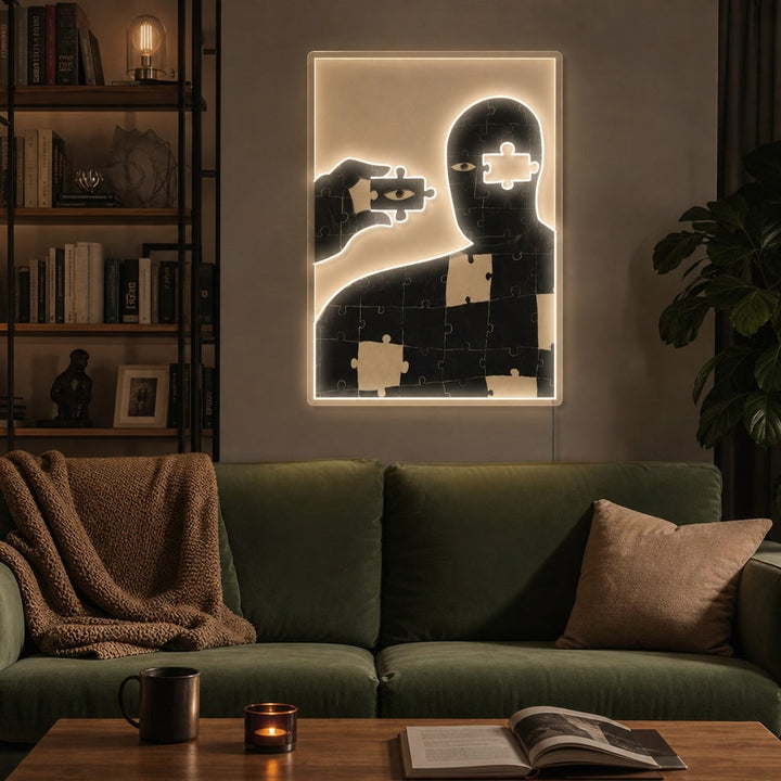 "Puzzle entier" Enseigne néon LED imprimée UV