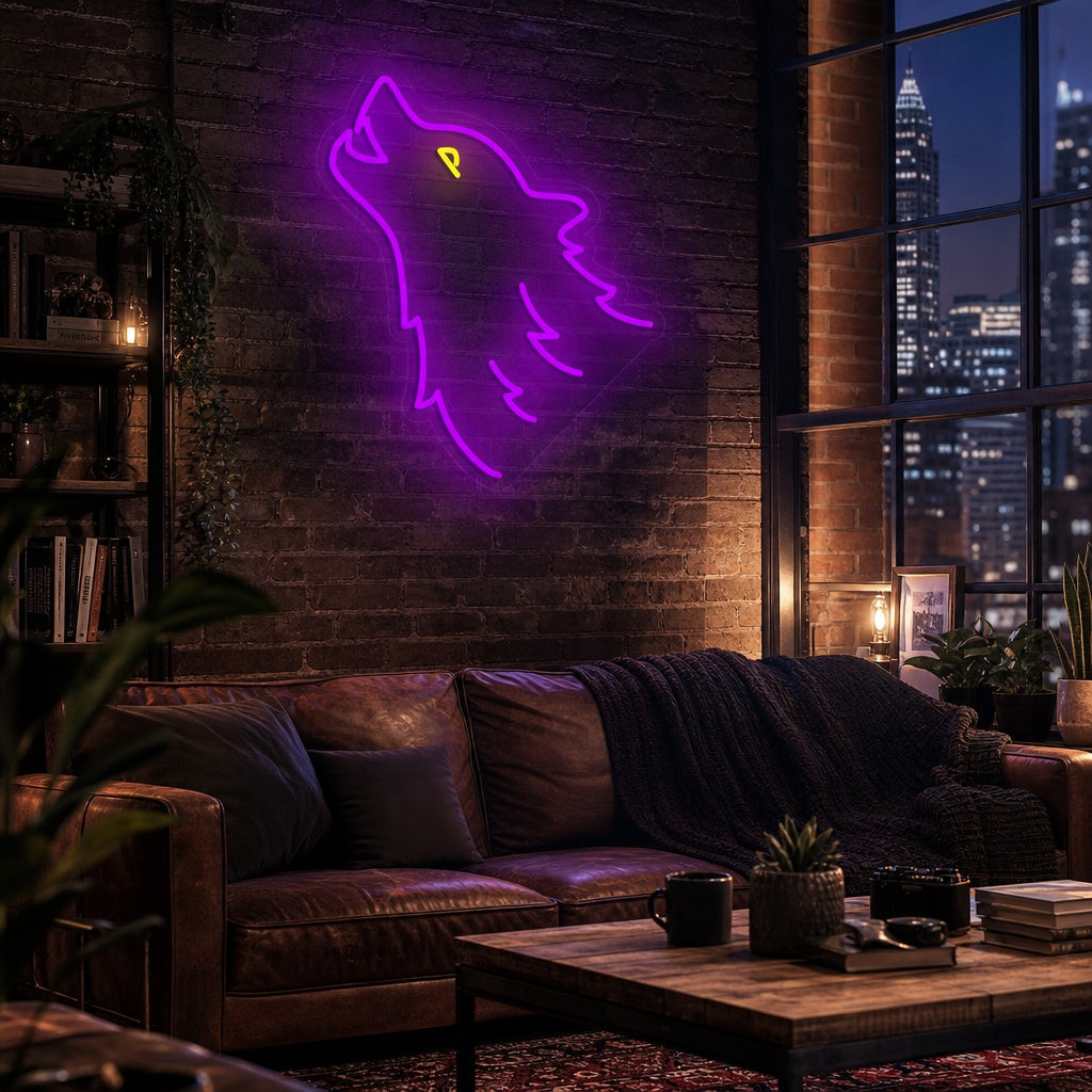 "Tête De Loup" Enseigne Lumineuse en Néon