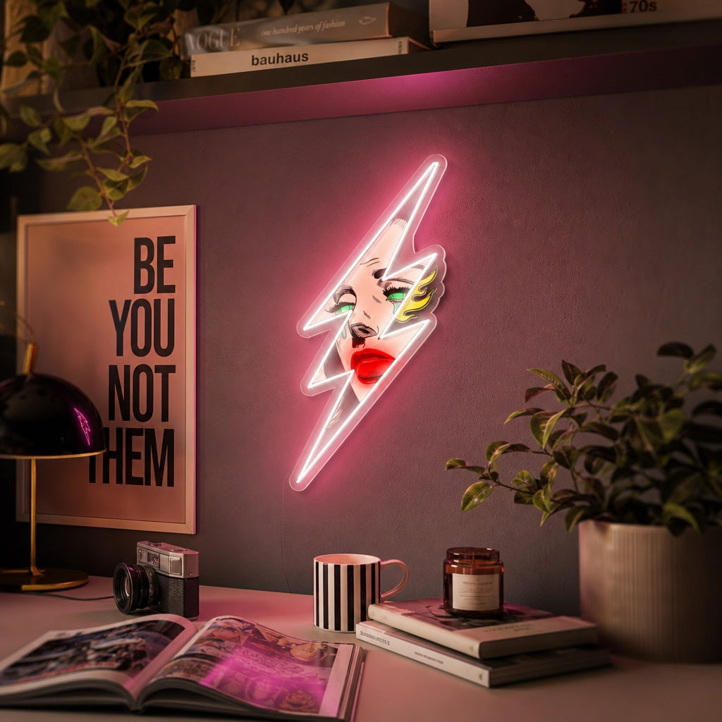 "Femme Flash" Enseigne néon LED imprimée UV