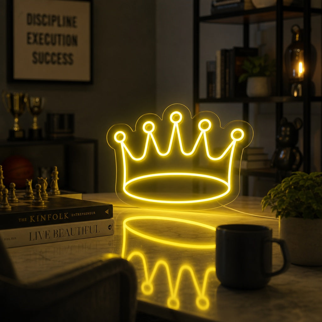"Couronne Jaune" Enseigne Lumineuse en Néon