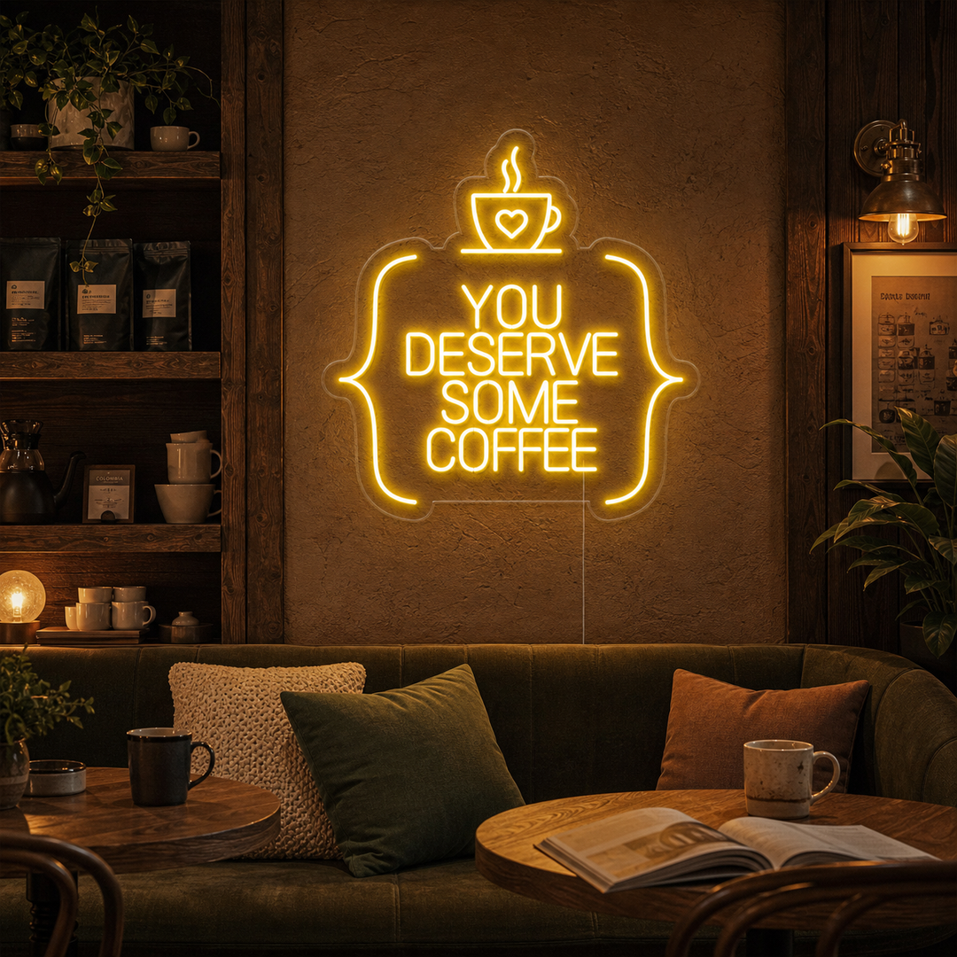 "You Deserve Some Coffee" Lumineuse en Néon
