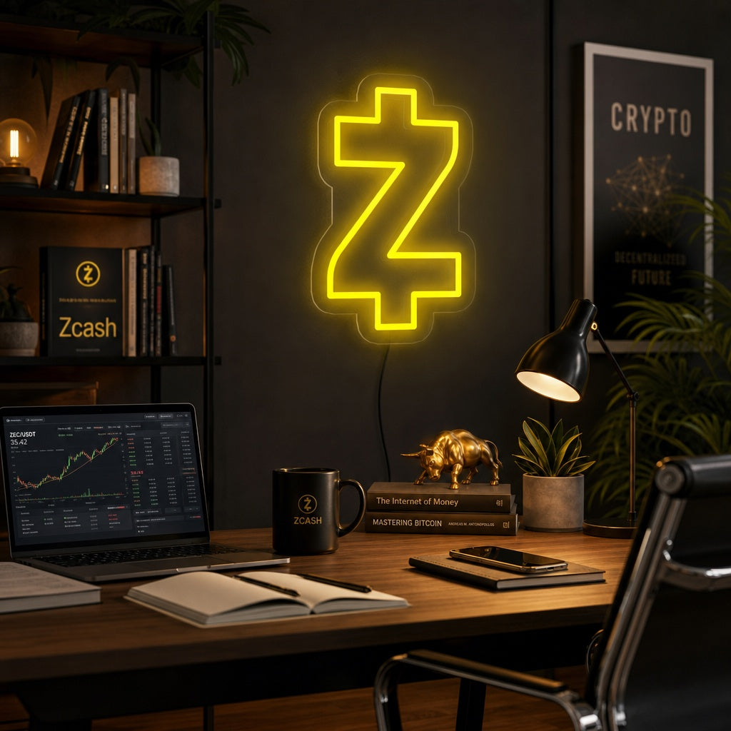 "Symbole Zcash Zec" Enseigne Lumineuse en Néon