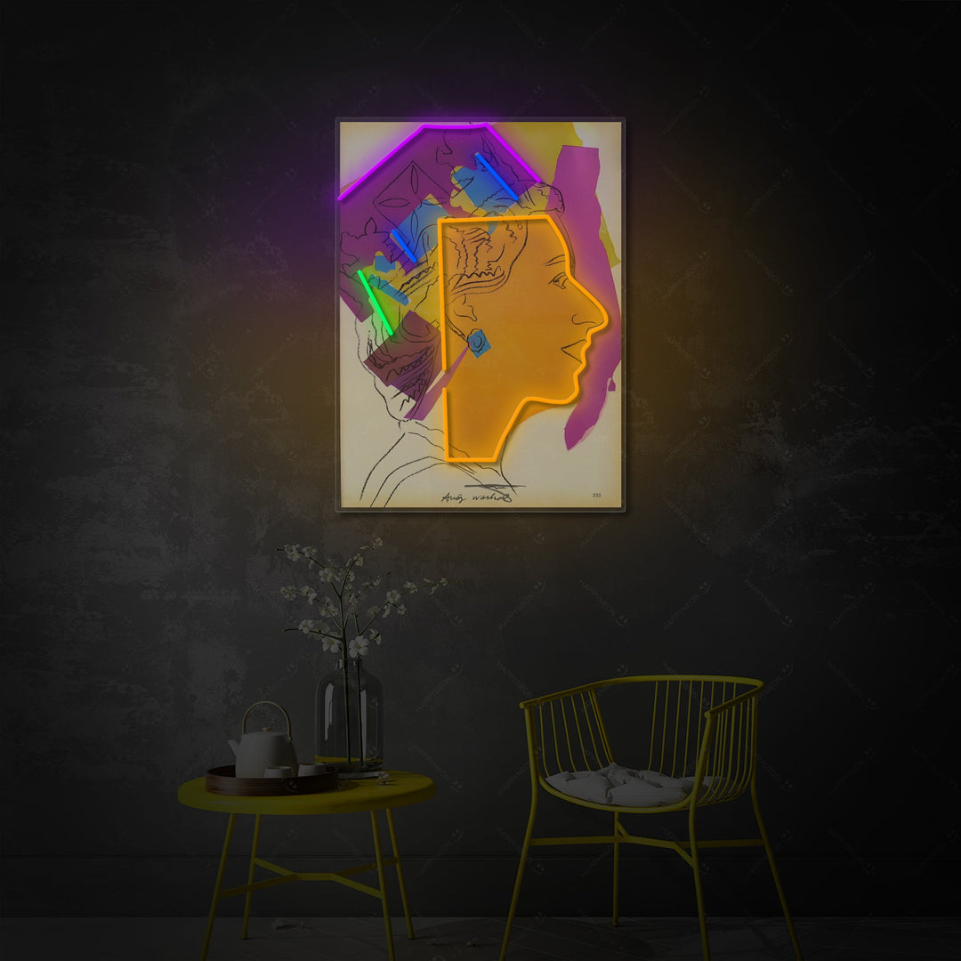 "Collage de reine du pop art abstrait" Enseigne néon