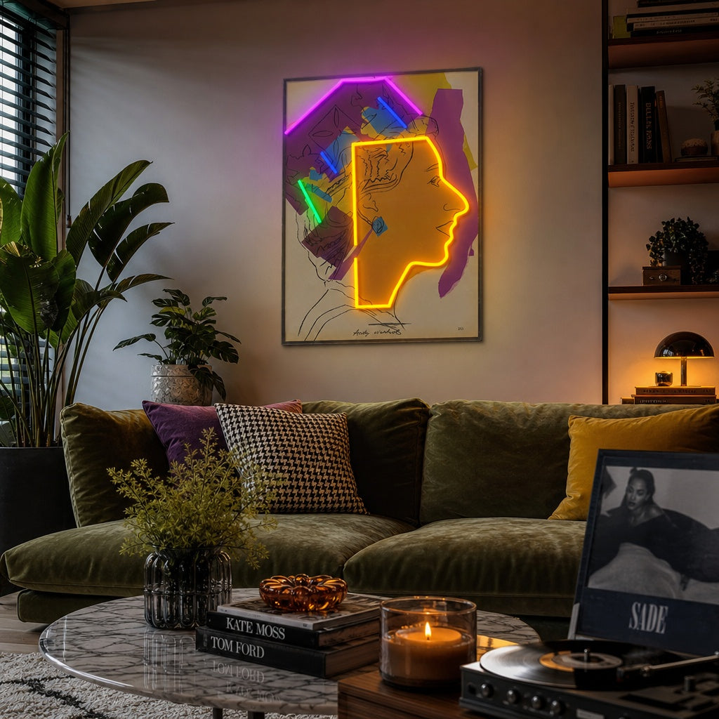 "Collage de reine du pop art abstrait" Enseigne néon