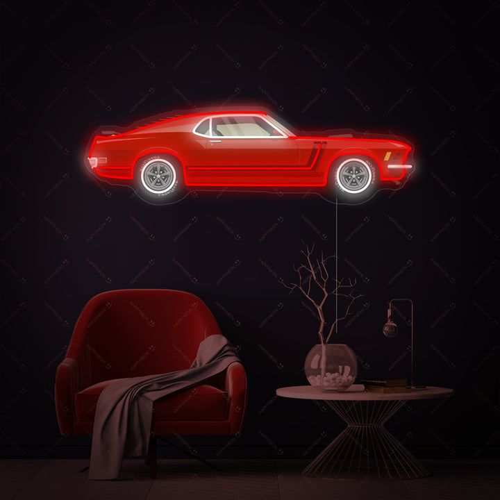 "Voiture musclée américaine" Enseigne néon