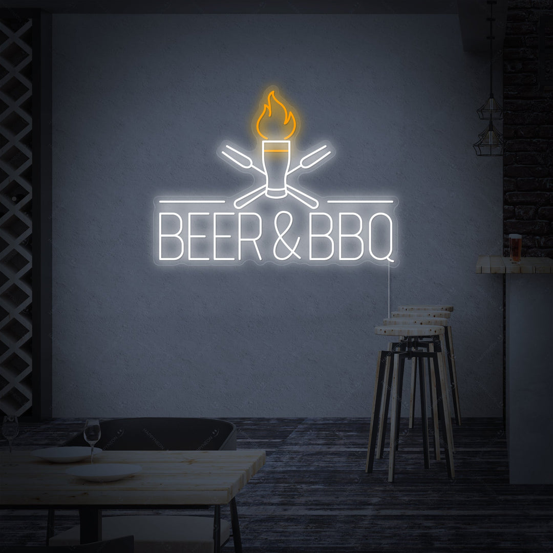 "Beer And BBQ" Enseigne néon