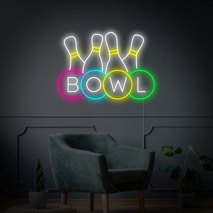 "Logo d'un magasin de bowling" Enseigne néon
