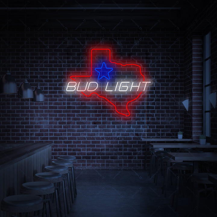 "Bud Light Texas Star" Enseigne néon