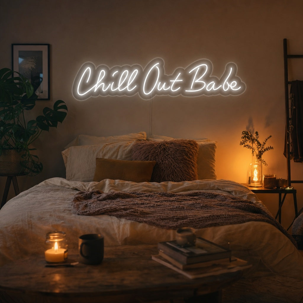 "Chill Out Babe" Enseigne Lumineuse en Néon