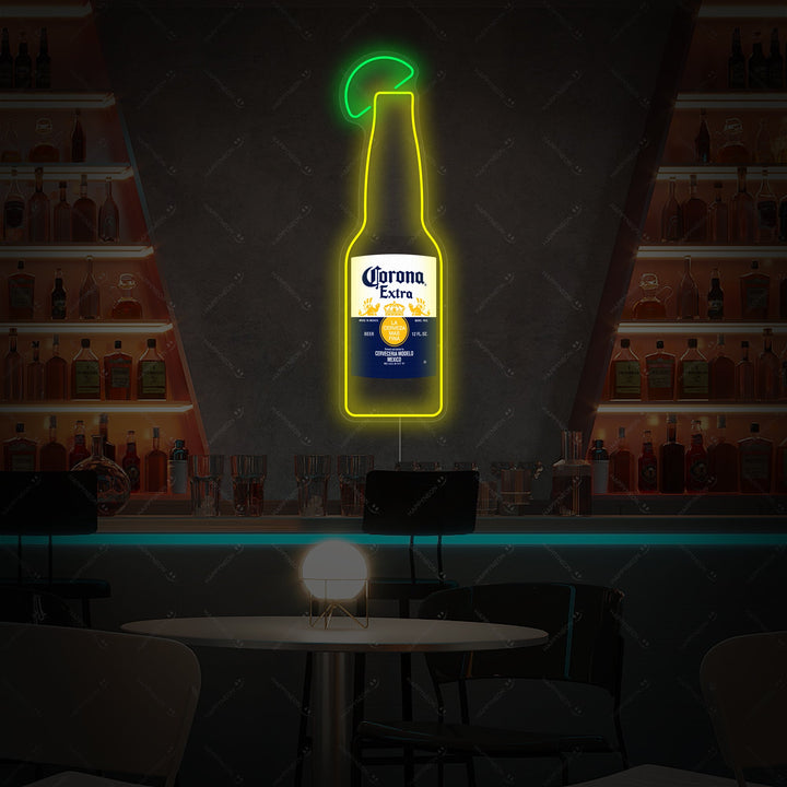 "Bouteille de bière Corona" Enseigne néon