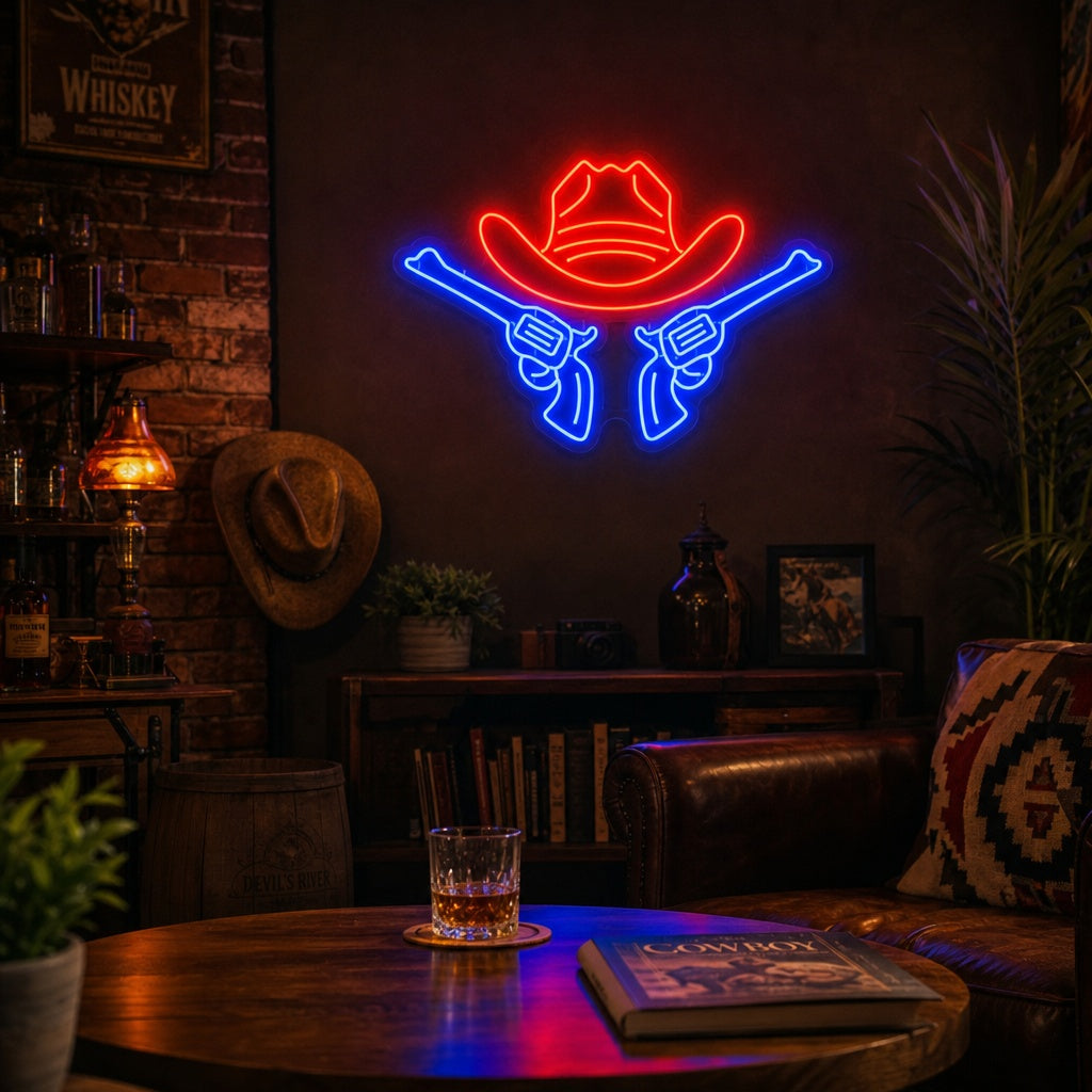 "Chapeau de cow-boy" Enseigne néon