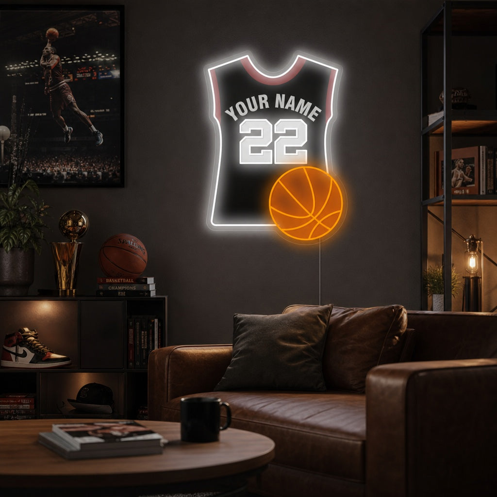 "Maillot de basket et maillot personnalisé" Enseigne néon