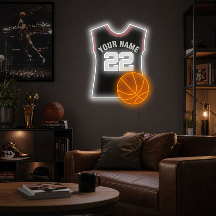 "Maillot de basket et maillot personnalisé" Enseigne néon