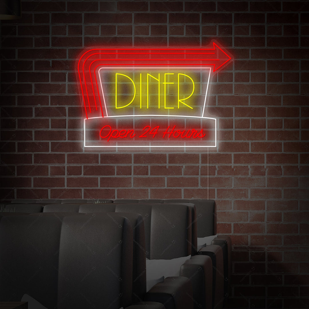 "Diner Open 24 Hours" Enseigne néon