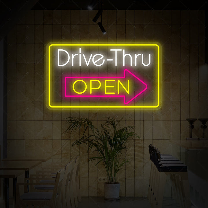 "Drive Thru Open" Enseigne néon