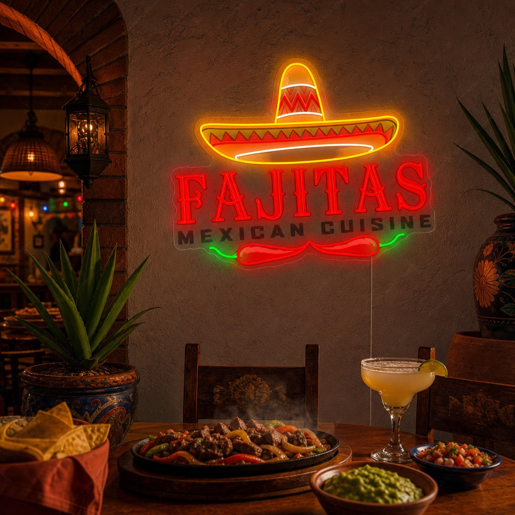 "Fajitas Mexican Cuisine" Enseigne néon