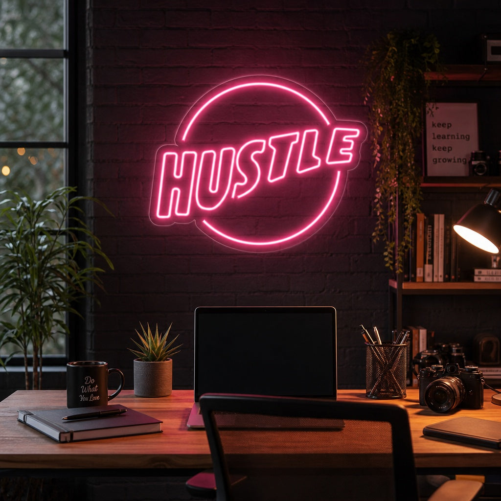 "Hustle" Enseigne Lumineuse en Néon