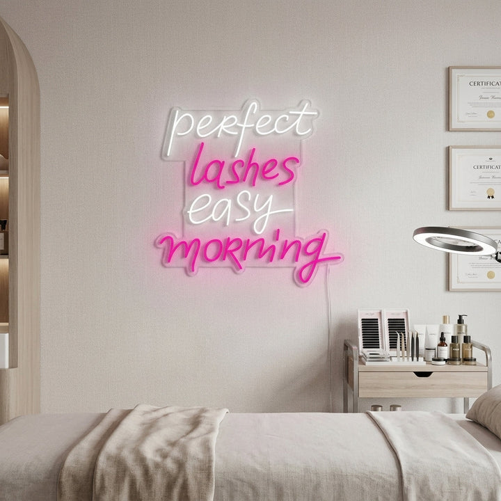"Perfect Lashes Easy Morning" Enseigne Lumineuse en Néon