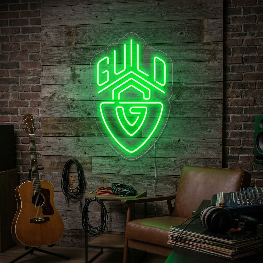 "Guild, guitares" Lumineuse en Néon