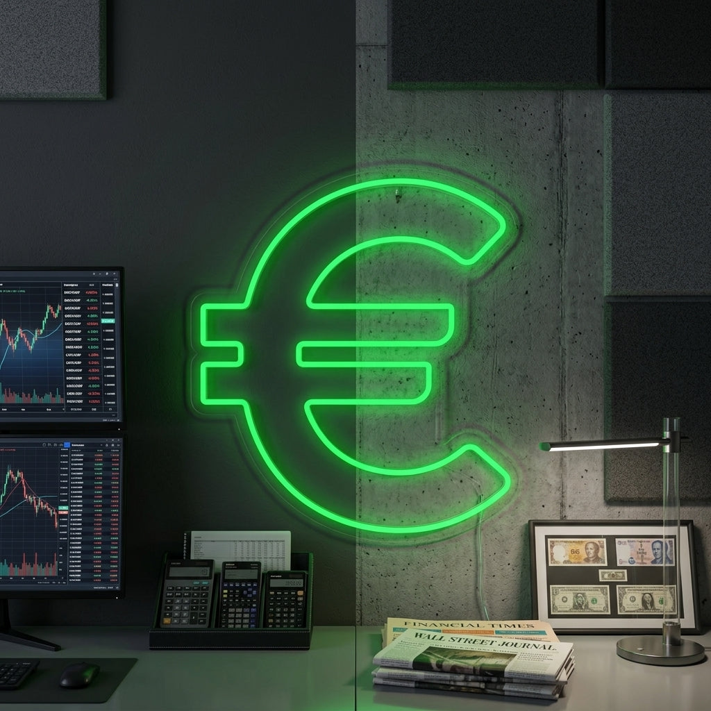 "Symbole De L'Euro" Enseigne Lumineuse en Néon