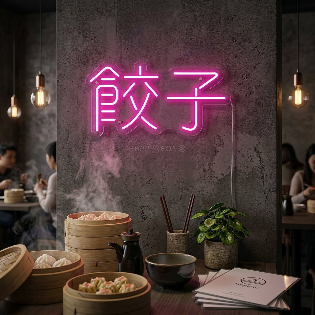 "Dumplings Chinois" Enseigne Lumineuse en Néon